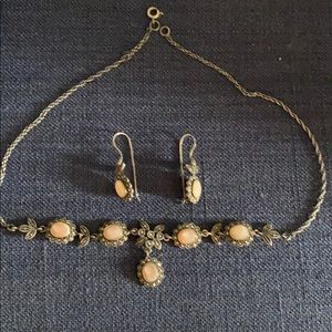 Marcasite earring & necklace set